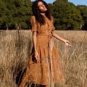 Daughters of India Orange Midi Dress